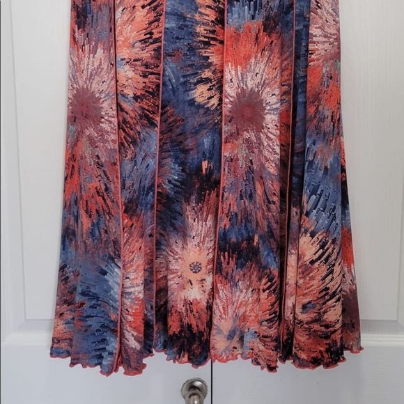Lasania Petite Tie Dye Skirt Colorful Elastic Waist Straight Pleated Ruffle 16P - Picture 3 of 11